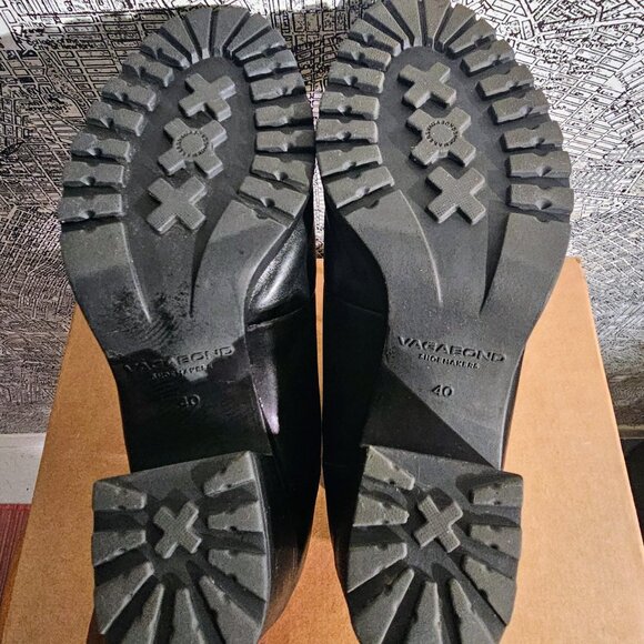 VAGABOND Grace Black Leather Lug Sole Lace Up Boots| Sz 10 - Picture 9 of 11